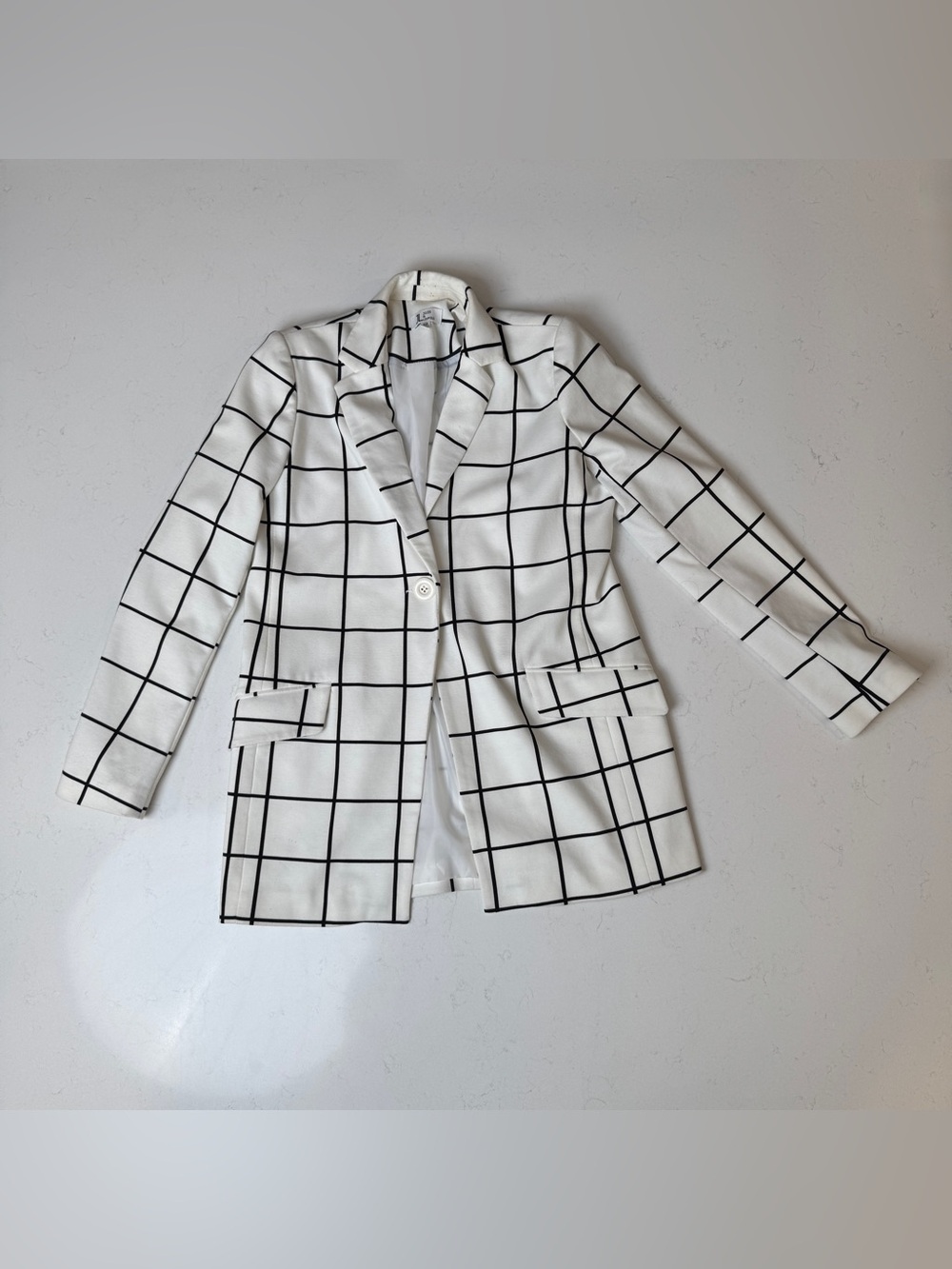 Jules & Leopold White Blazer with Black Windowpane Grid